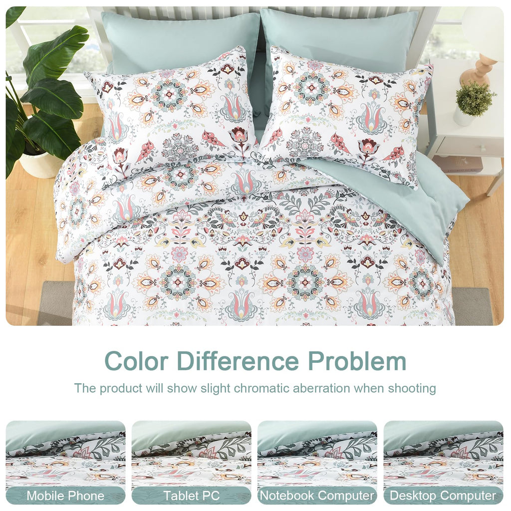 DHSFKBE 7 Piece Bed in a Bag Floral Comforter Set, Botanical Flowers Comforter and Sheet Set, Soft Microfiber Lightweight Bedding Comforter Set for All Season(Dark Floral, King)