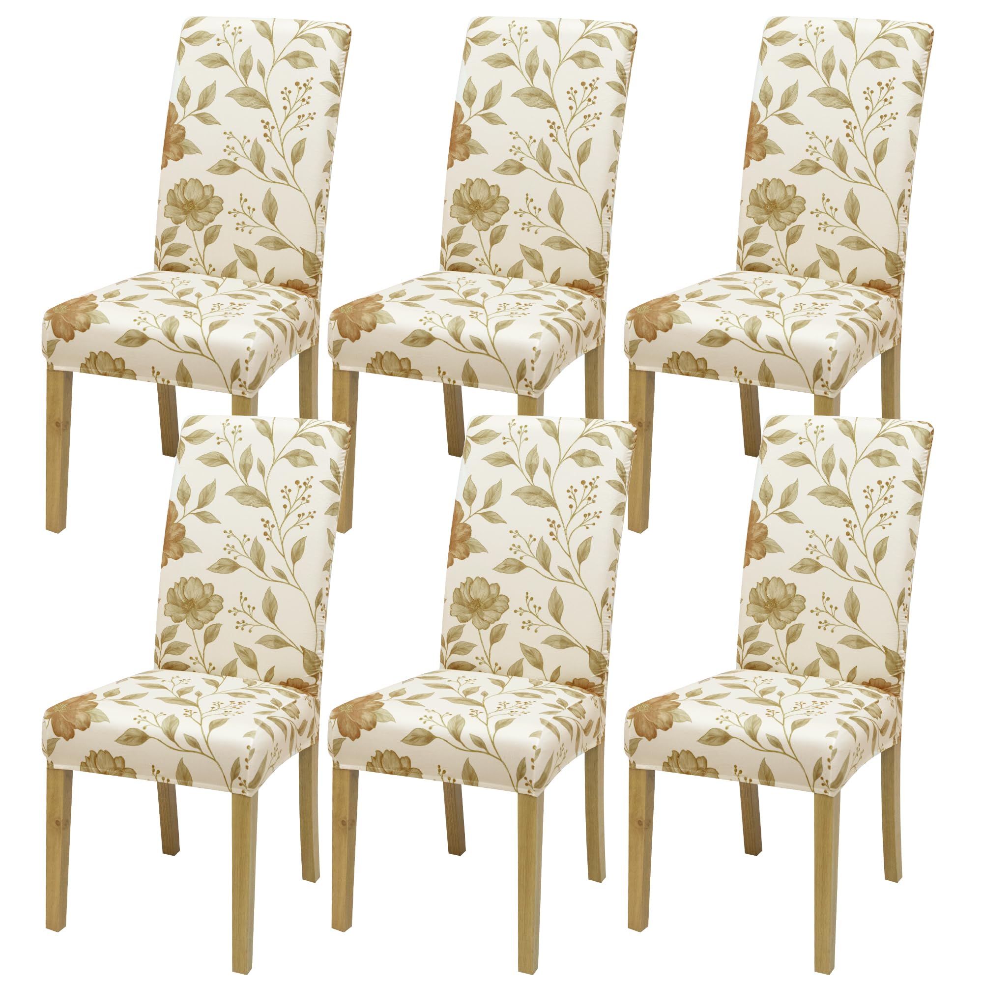 BIETYONE Stretch Dining Chair Covers Set of 6, Soft Removable Washable Kitchen Parsons Chair Slipcovers, High Elastic Seat Protector for Home Hotel Banquet