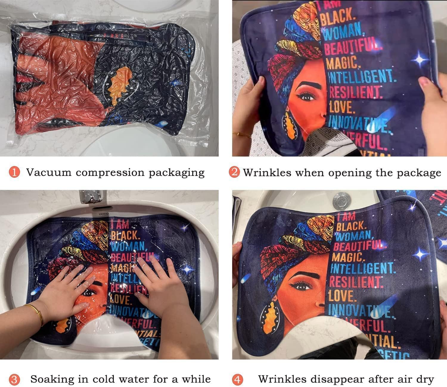 African American Shower Curtain Sets for Bathroom, Black Praying King Bathroom Sets with Waterproof Shower Curtain and Non-Slip Rugs Toilet Lid Cover Bath Mat, Cool Unique Man Bathroom Decor Sets