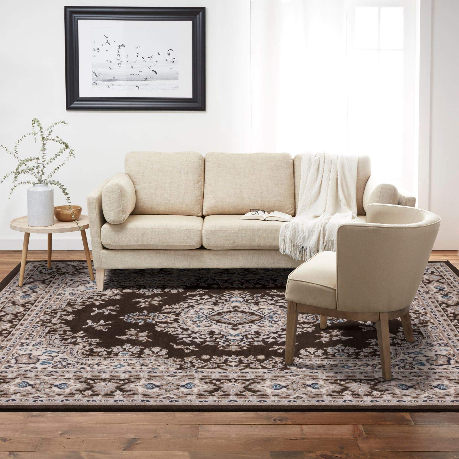 Home Dynamix Premium Sakarya Traditional Medallion Border Area Rug, Black, 21"x35" Rectangle