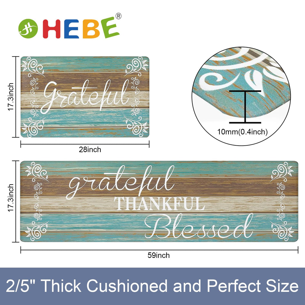 HEBE Anti Fatigue Kitchen Mat Set of 2 Non Slip Cushioned Kitchen Mats for Floor Waterproof Farmhouse Kitchen Rugs and Mats Set Comfort Standing Desk Mat Carpet for Sink,Office,Laundry