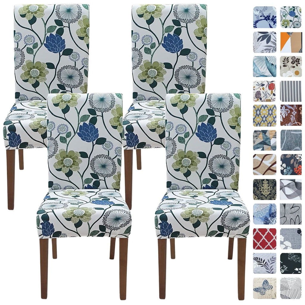SPRINGRICO Chair Covers for Dining Room 6 Pack, Stretch Dining Chair Cover, Washable Spandex Kitchen Parsons Chair Slipcovers, Removable Seat Protector for Home or Party (Set of 6, Floral Beige)