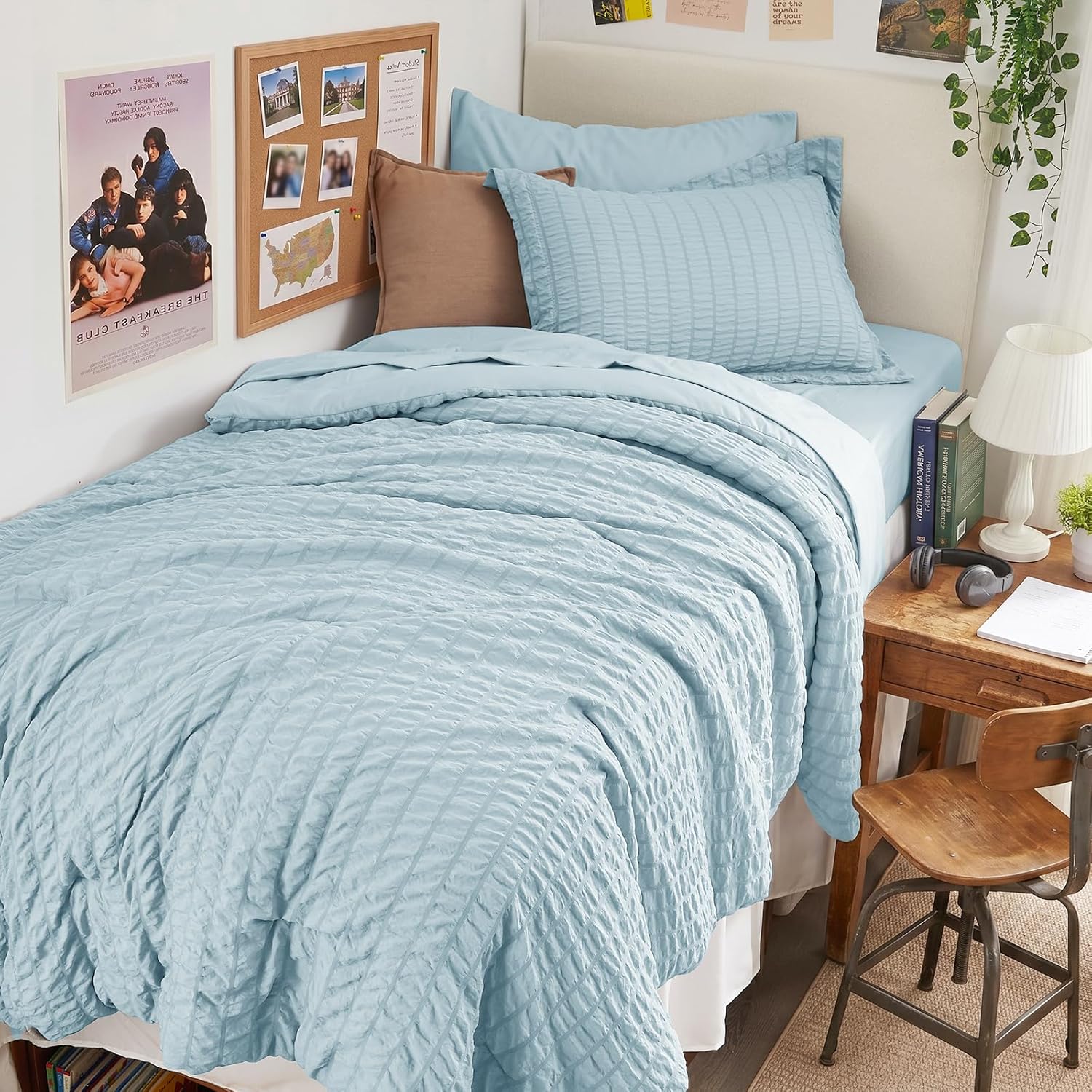 HYMOKEGE 7 Piece King Size Comforter Set Seersucker, All Season Luxury Bed in a Bag for Bedroom, Bedding Set with Comforters, Sheets, Pillowcases & Shams, Dark Grey