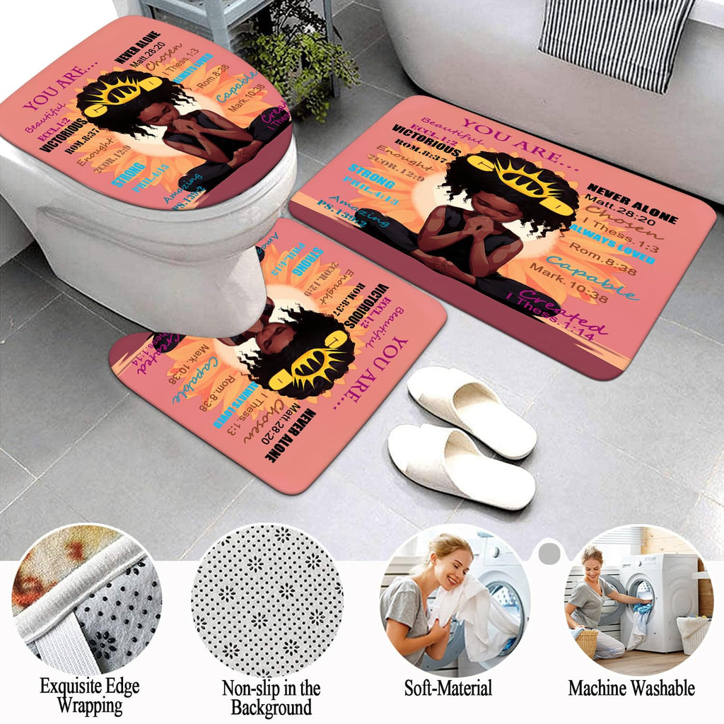 African American Shower Curtain Sets for Bathroom, Black Praying King Bathroom Sets with Waterproof Shower Curtain and Non-Slip Rugs Toilet Lid Cover Bath Mat, Cool Unique Man Bathroom Decor Sets