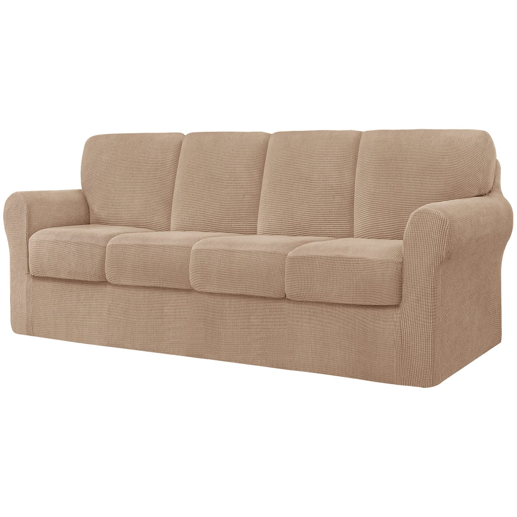 CHUN YI 7 Piece Couch Covers Sofa Covers Washable, Stretch Sofa Slipcovers for 3 Cushion Couch with Seperate Backrest and Cushion Covers, Anti Slip Furniture Protector for Dogs Pets (Large, Grey)