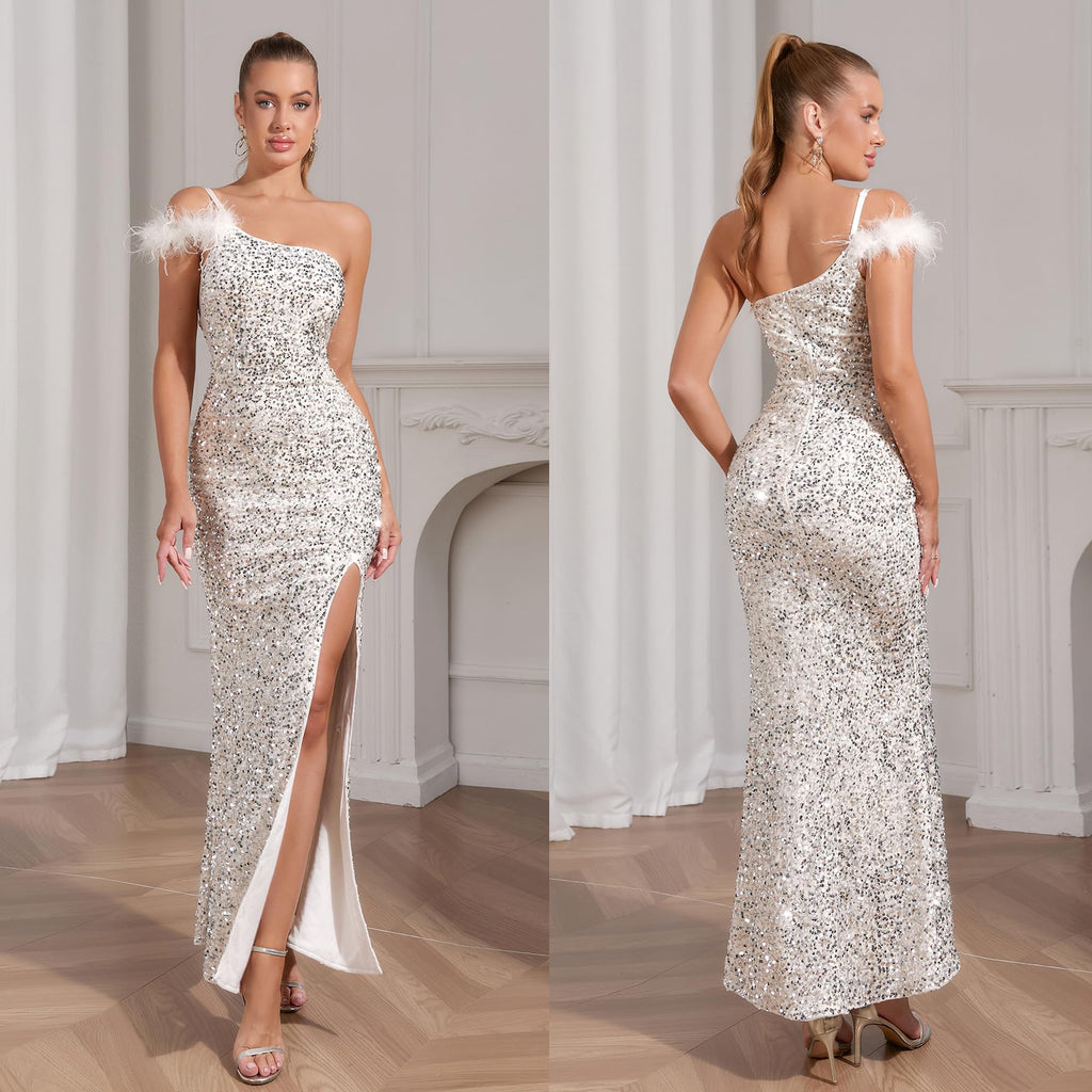 PORRCEY Women's Sexy Elegant Sparkly Sequins Evening Dress Party Club Night Outfits