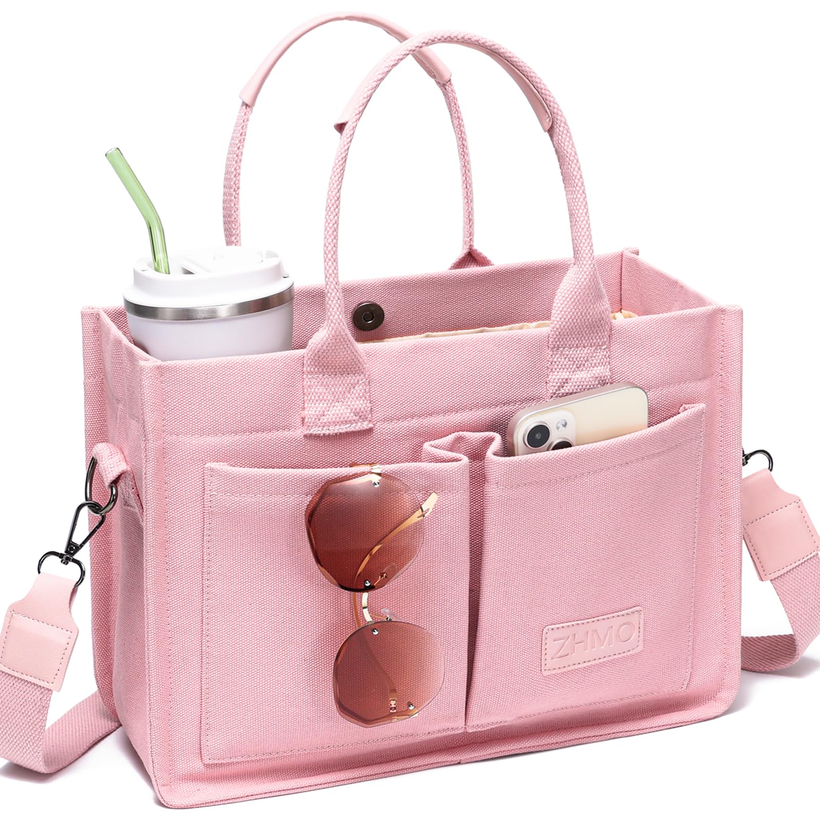 ZHMO Canvas Tote Bag for Women,Women's Bags Crossbody Bags Work Laptop Tote Bag Large Handbags Purse for Travel Nurse Teacher