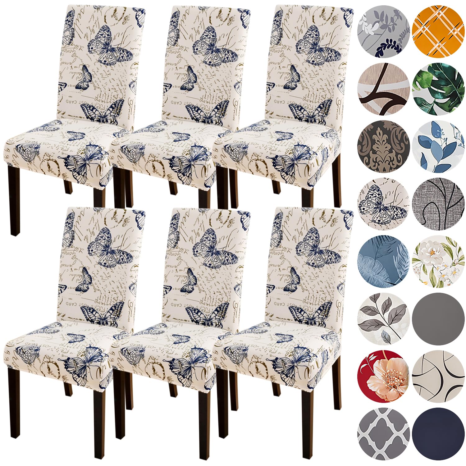 HZDHCLH 6 Pack Chair Covers for Dining Room,Soft Spandex Removable Washable Anti-dust Seat Slipcover, Protector for Hotel,Office,Ceremony,Banquet Wedding Party(Beige, Set of 6)