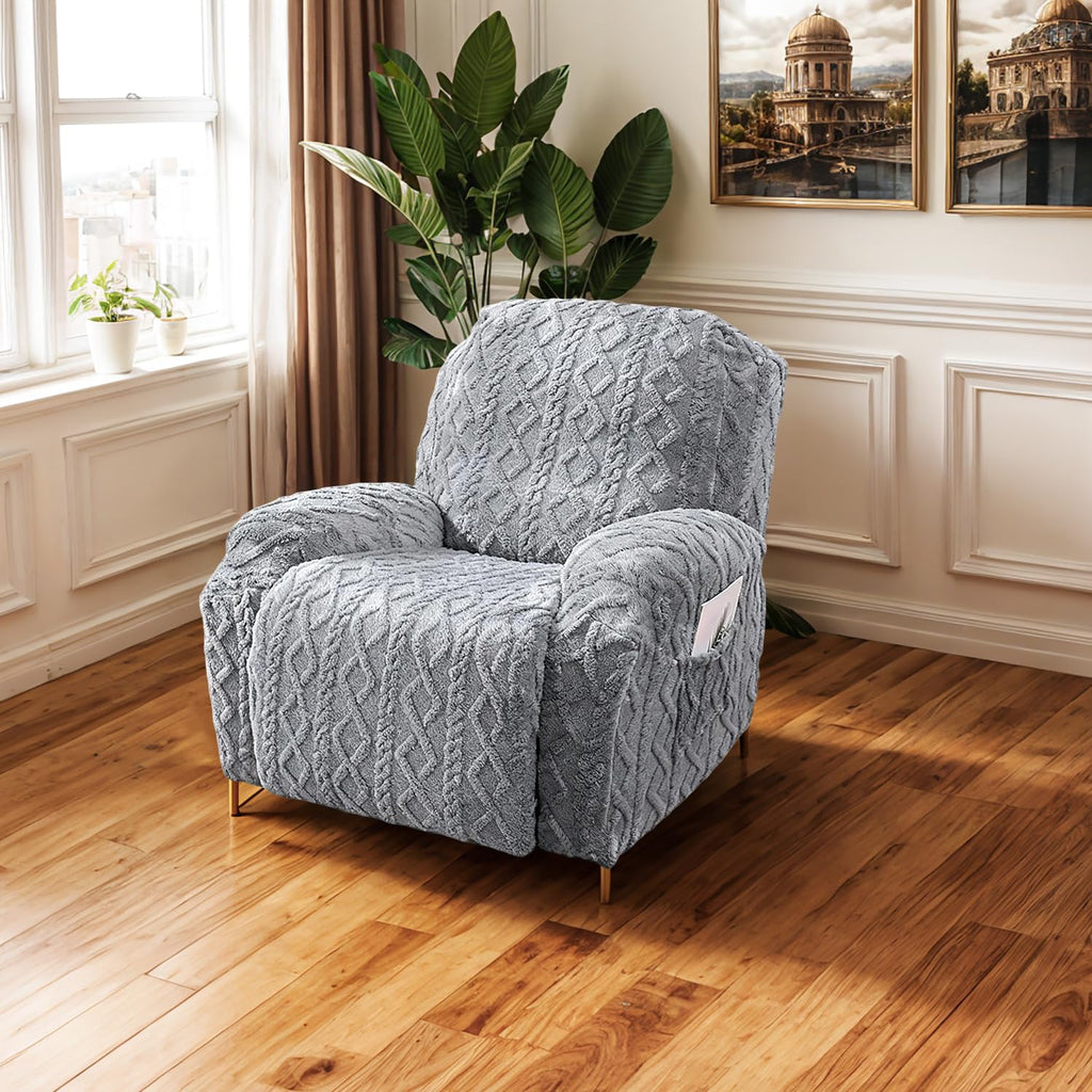 JOKIVTOU Recliner Chair Covers 4-Pieces Reclining Chair Slipcovers with Pocket& Elastic Bottom, Soft Feel Fitted Lazy Boy Sofa Couch Cover Washable, Stretch Recliner Furniture Protector