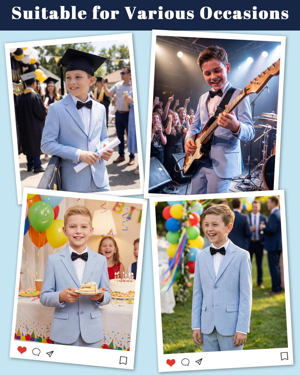 WULFUL Boys' Slim Fit Suit 3 Pieces:Jacket, Pants, Shirt,Summer Suit Set for Teens Boys Wedding Beach