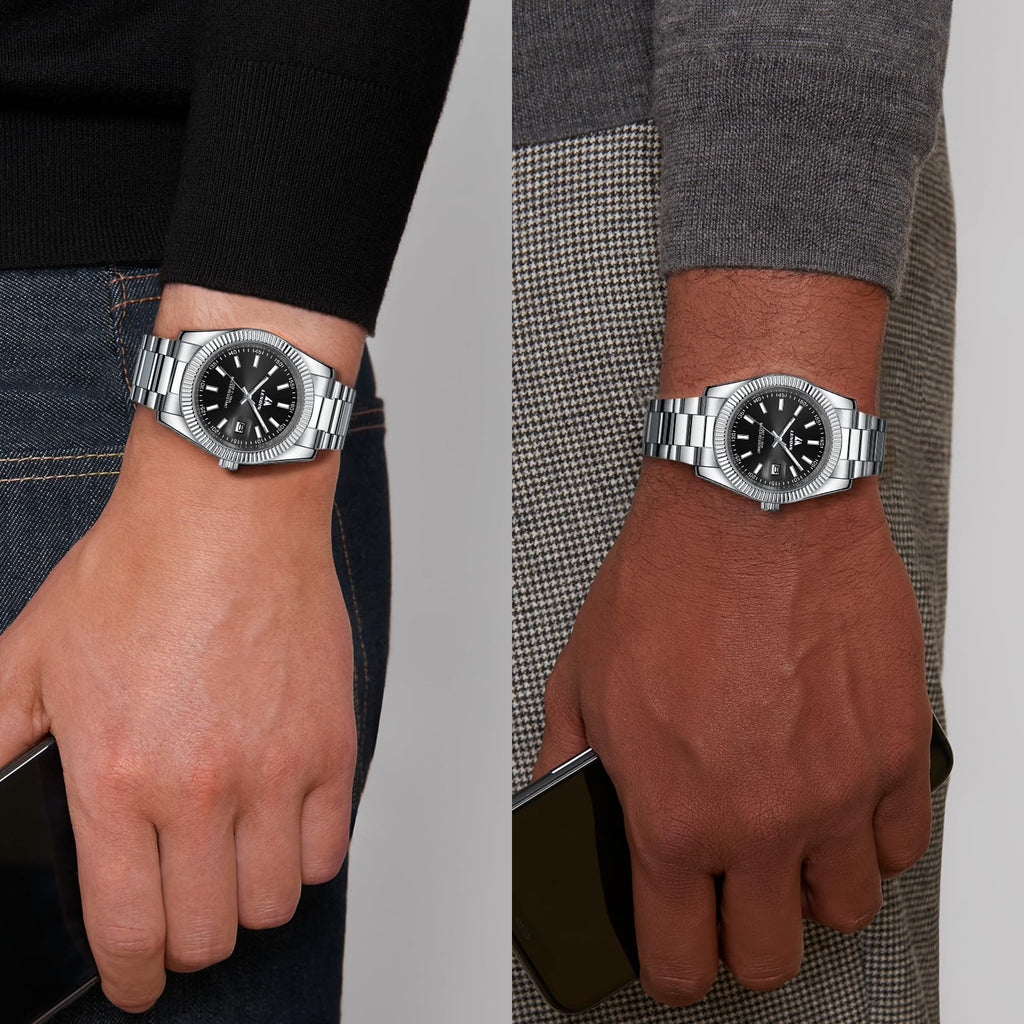 LN LENQIN Mens Watches Waterproof Stainless Steel Watch for Men Analog Quartz Fashion Business Designer Wristwatch