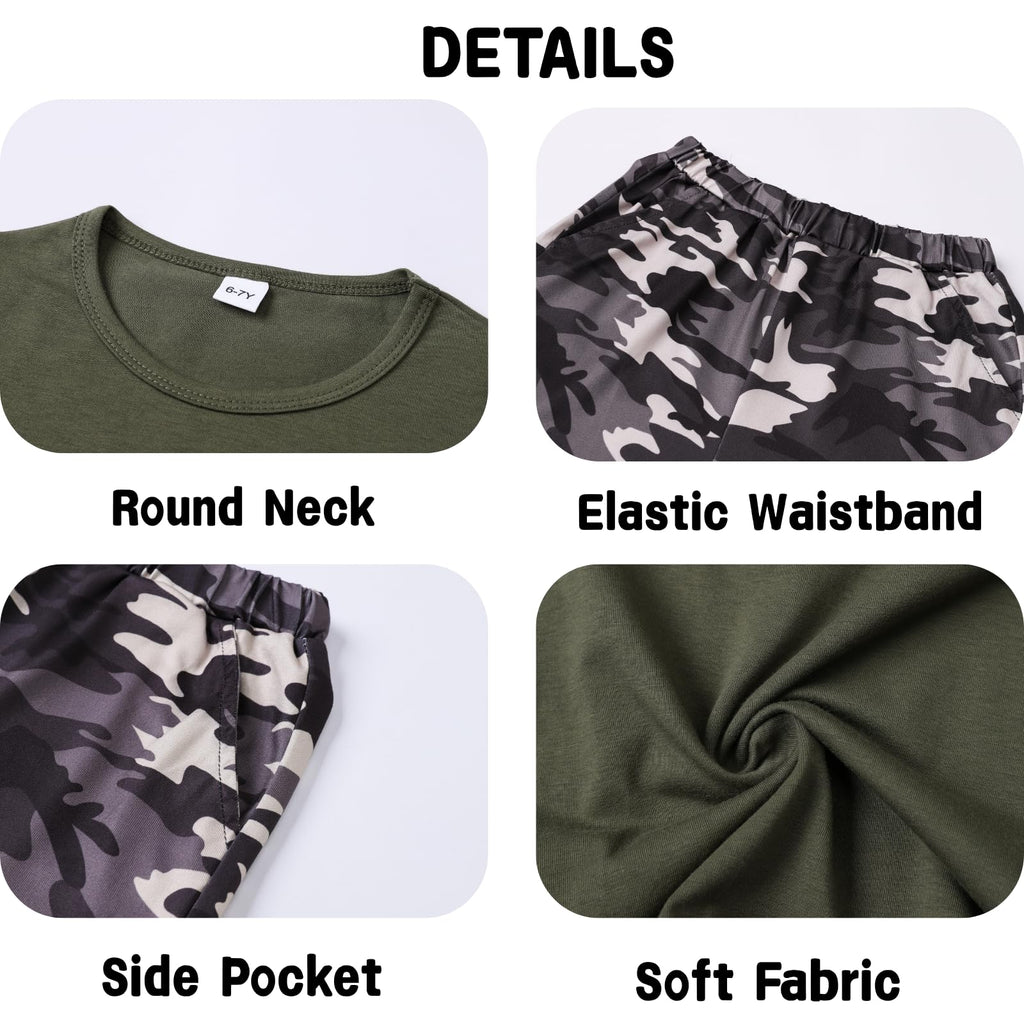 Azmxynol Tween Boys Clothes Daily Casual Short Sleeve Top + Cargo Shorts 2 Pieces Outfit Set, Size 6-14 Years
