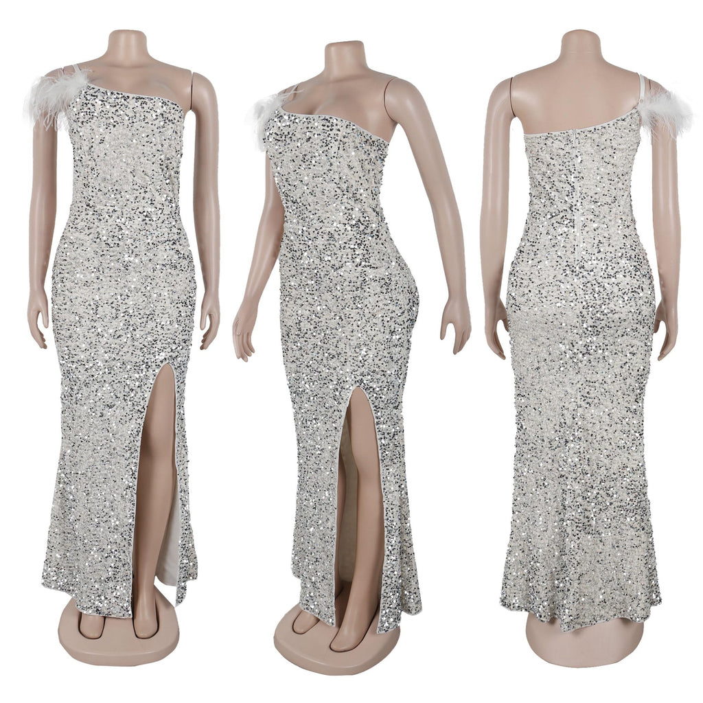 PORRCEY Women's Sexy Elegant Sparkly Sequins Evening Dress Party Club Night Outfits