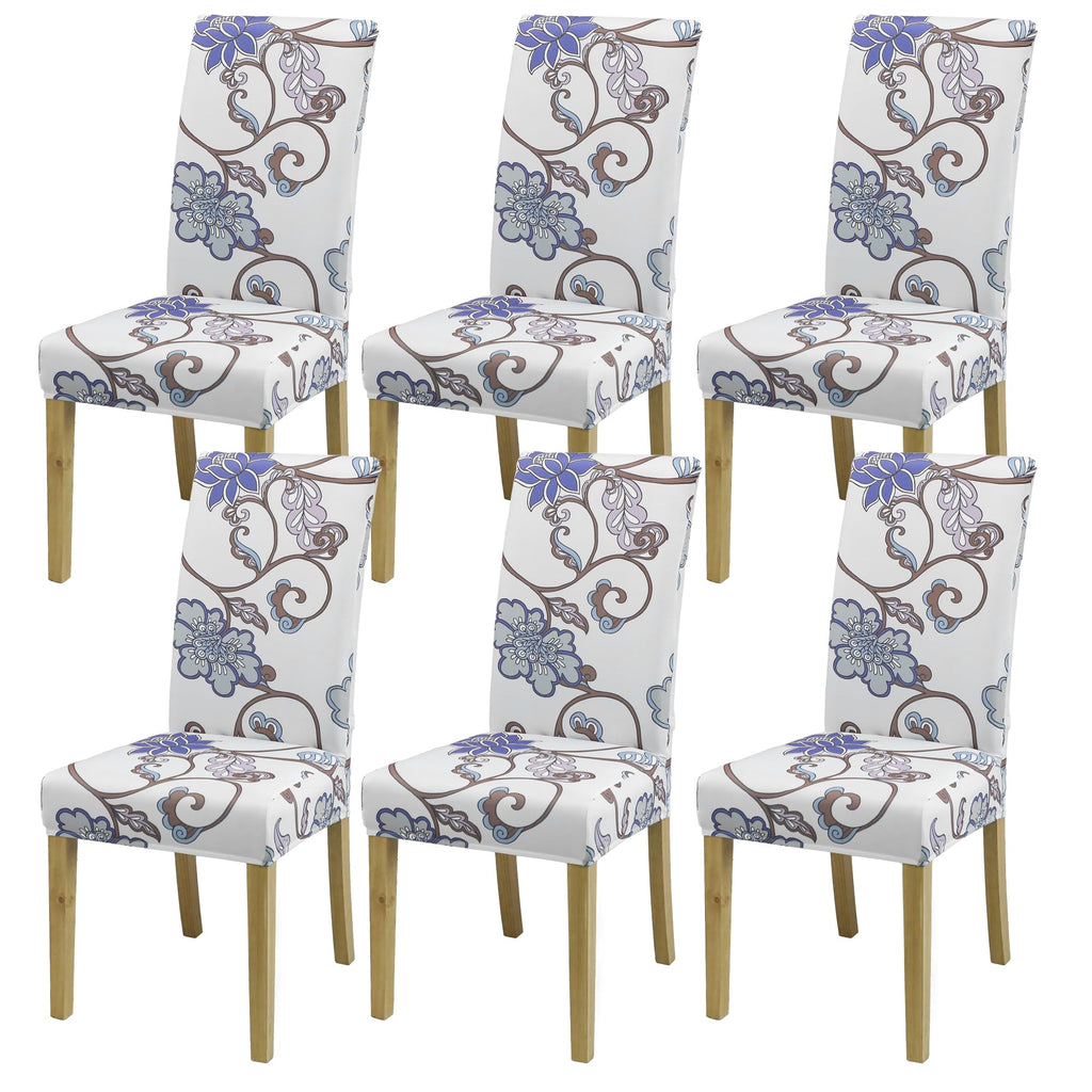BIETYONE Stretch Dining Chair Covers Set of 6, Soft Removable Washable Kitchen Parsons Chair Slipcovers, High Elastic Seat Protector for Home Hotel Banquet