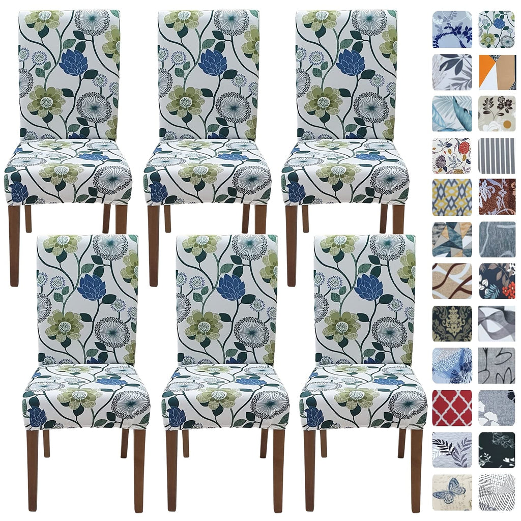 SPRINGRICO Chair Covers for Dining Room 6 Pack, Stretch Dining Chair Cover, Washable Spandex Kitchen Parsons Chair Slipcovers, Removable Seat Protector for Home or Party (Set of 6, Floral Beige)