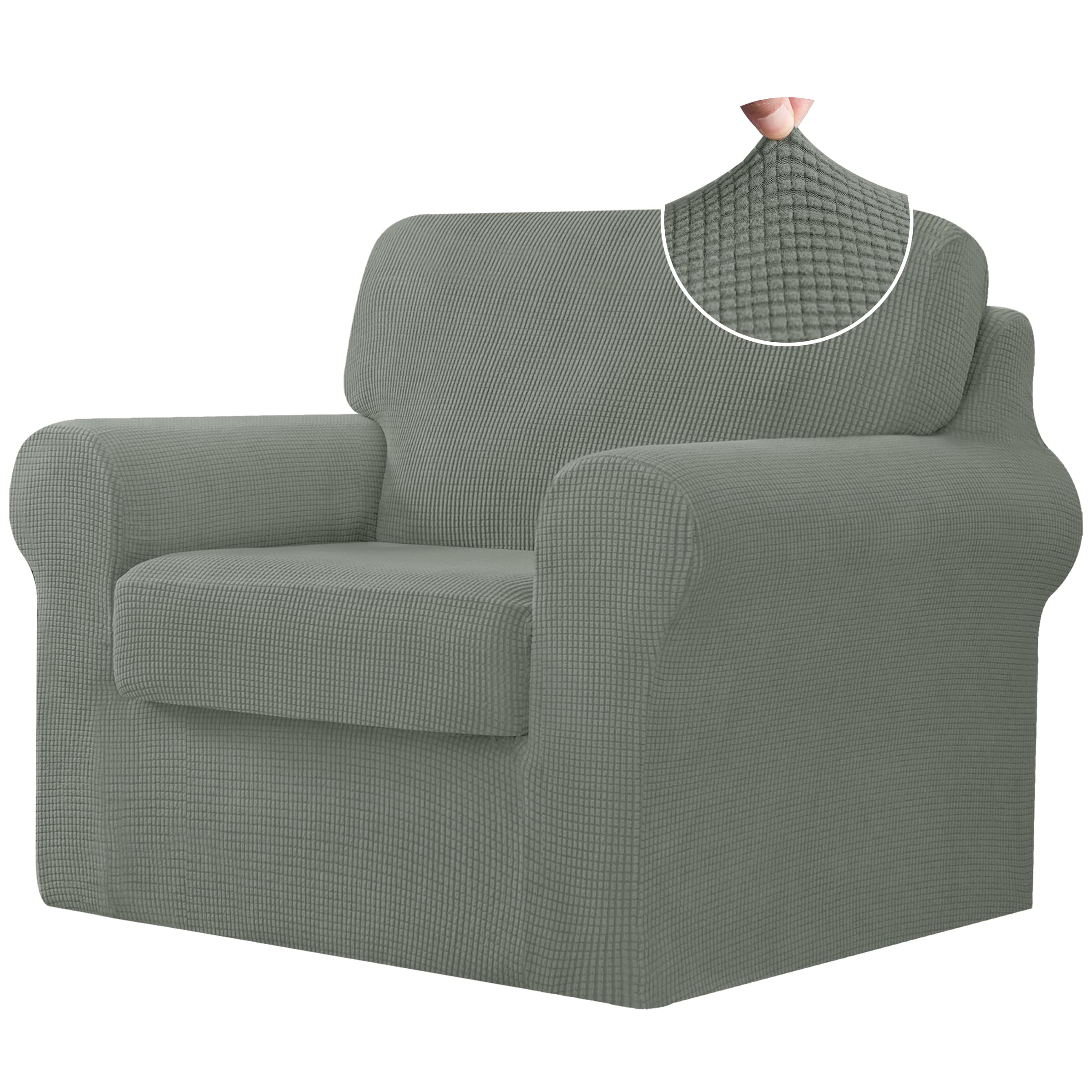 CHUN YI 7 Piece Couch Covers Sofa Covers Washable, Stretch Sofa Slipcovers for 3 Cushion Couch with Seperate Backrest and Cushion Covers, Anti Slip Furniture Protector for Dogs Pets (Large, Grey)