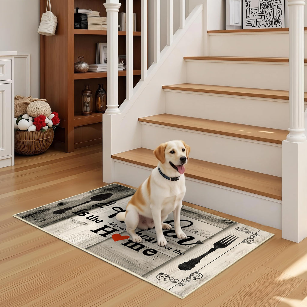 Tritard 100% Non Slip Kitchen Mats for Floor Washable Kitchen Rugs Sets of 3 Farmhouse Kitchen Runner Rug Soft Rustic Kitchen Floor Carpet for Hallway, Laundry, Sink, Office, Brown