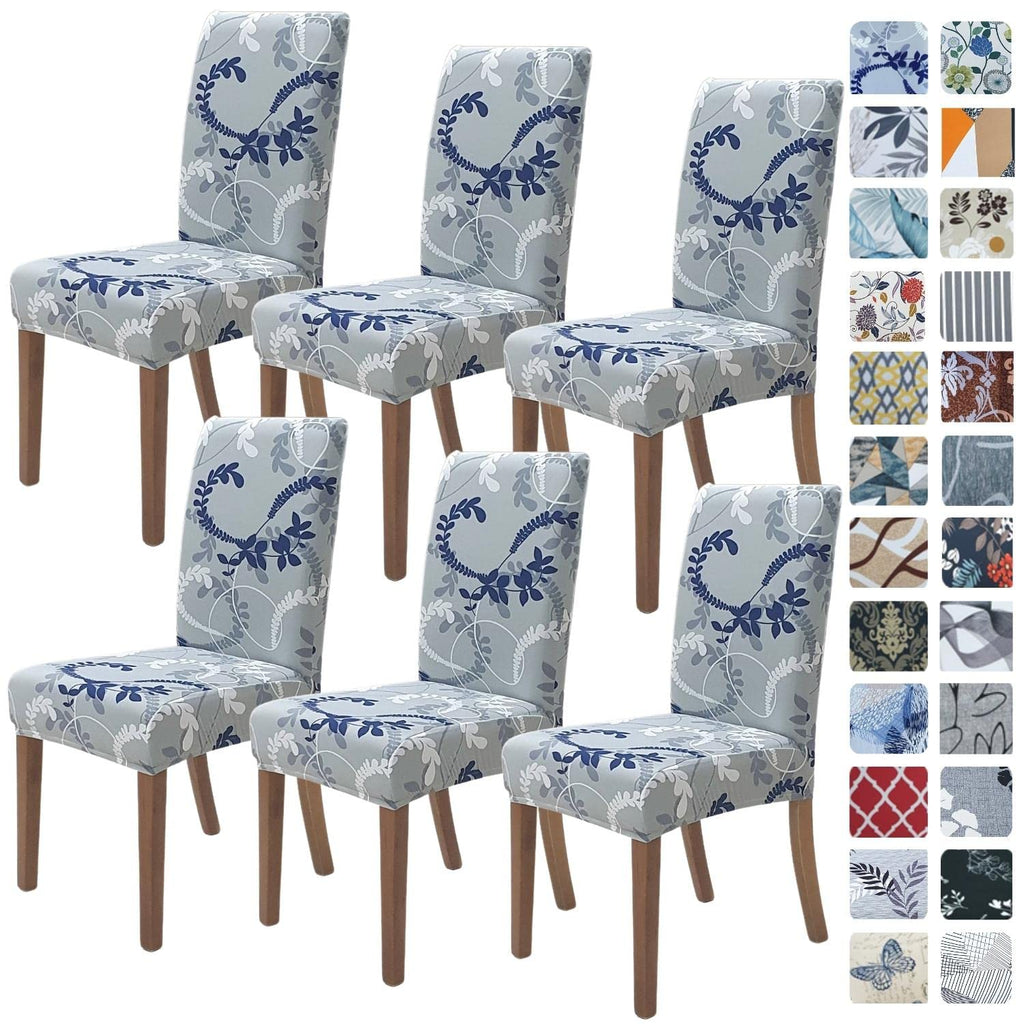 SPRINGRICO Chair Covers for Dining Room 6 Pack, Stretch Dining Chair Cover, Washable Spandex Kitchen Parsons Chair Slipcovers, Removable Seat Protector for Home or Party (Set of 6, Floral Beige)