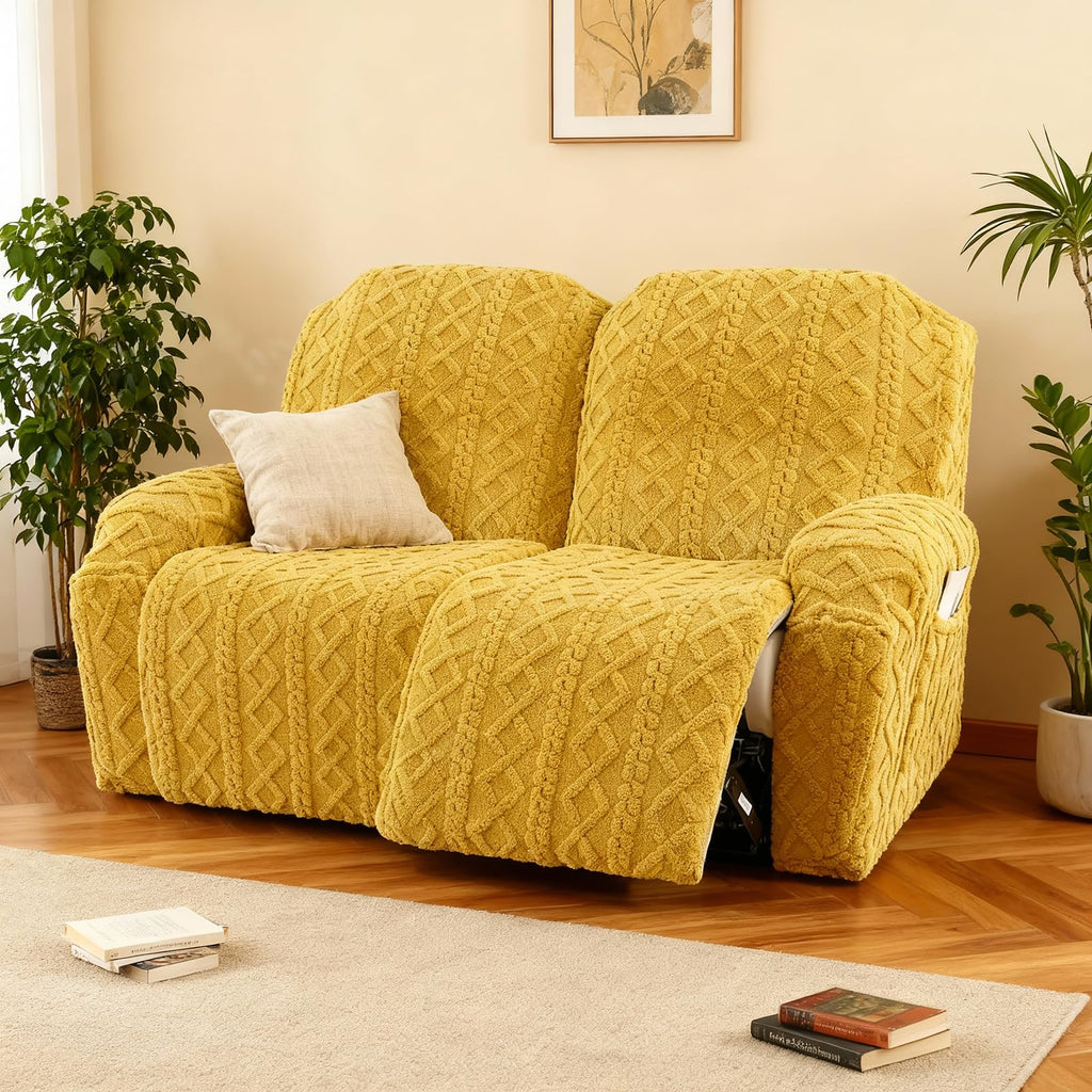 JOKIVTOU Recliner Chair Covers 4-Pieces Reclining Chair Slipcovers with Pocket& Elastic Bottom, Soft Feel Fitted Lazy Boy Sofa Couch Cover Washable, Stretch Recliner Furniture Protector