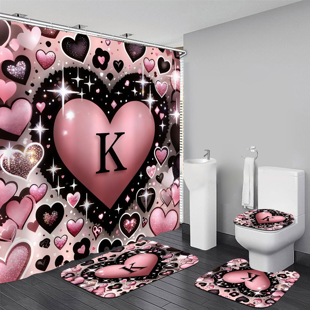 AZHM Golden Crown Print Shower Curtain Set Black Luxury Bathroom Accessories Sets with Shower Curtain and Rugs