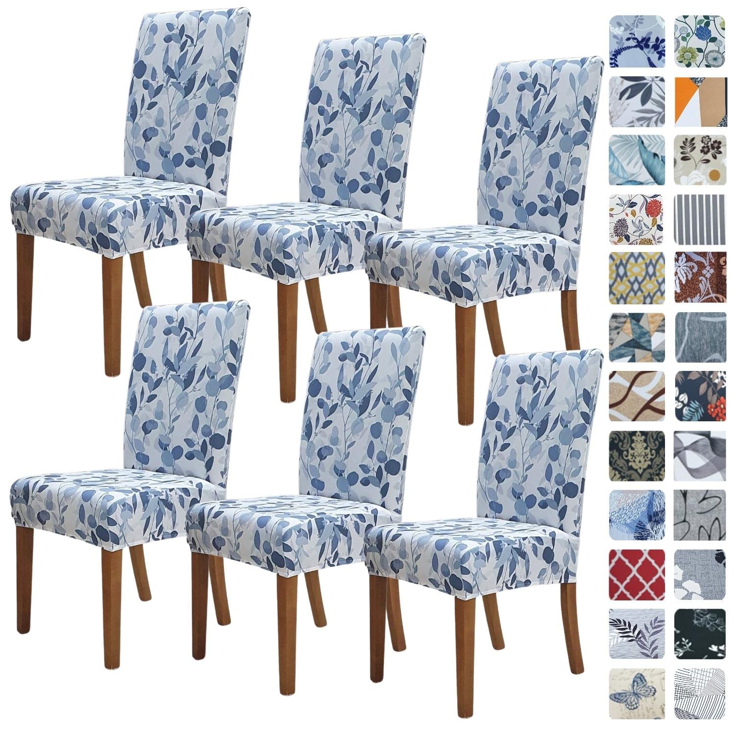 SPRINGRICO Chair Covers for Dining Room 6 Pack, Stretch Dining Chair Cover, Washable Spandex Kitchen Parsons Chair Slipcovers, Removable Seat Protector for Home or Party (Set of 6, Floral Beige)