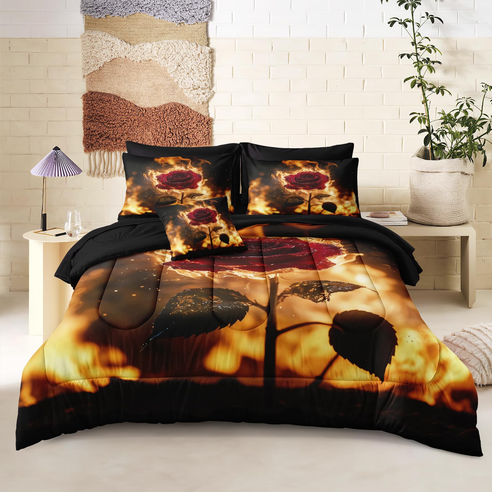 Ancient Egypt Comforter Set Black Gold Bedding Set Pharaoh Tribal Retro Comforter Egypt Cultural Theme Bedroom Decor Boho Exotic Vintage Bedding King Bed in A Bag
