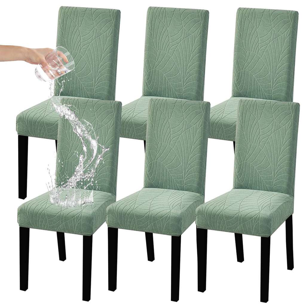 HZDHCLH 6 Pack Chair Covers for Dining Room,Soft Spandex Removable Washable Anti-dust Seat Slipcover, Protector for Hotel,Office,Ceremony,Banquet Wedding Party(Beige, Set of 6)