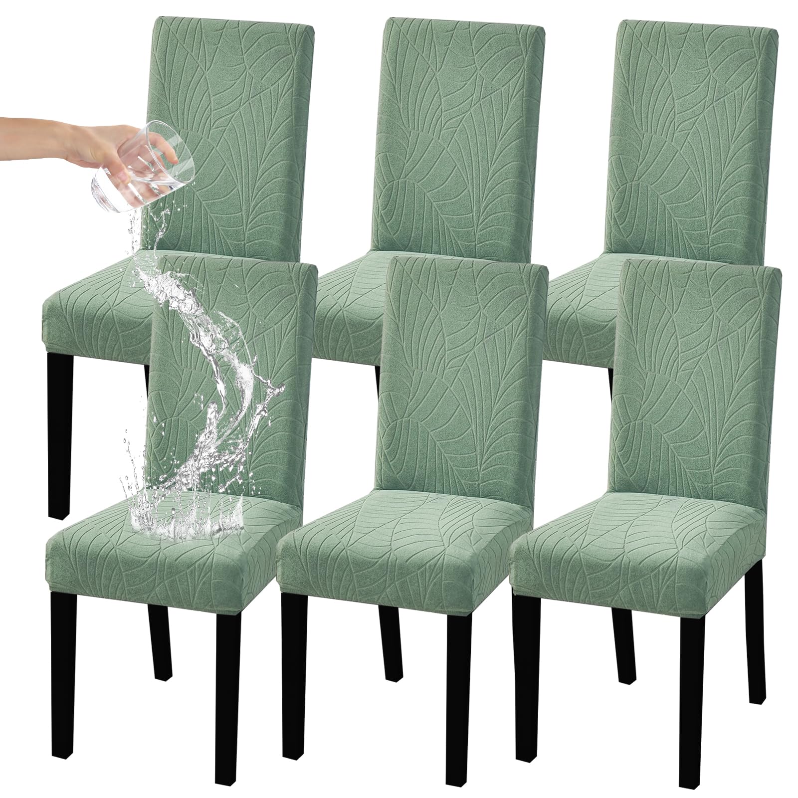 HZDHCLH 6 Pack Chair Covers for Dining Room,Soft Spandex Removable Washable Anti-dust Seat Slipcover, Protector for Hotel,Office,Ceremony,Banquet Wedding Party(Beige, Set of 6)