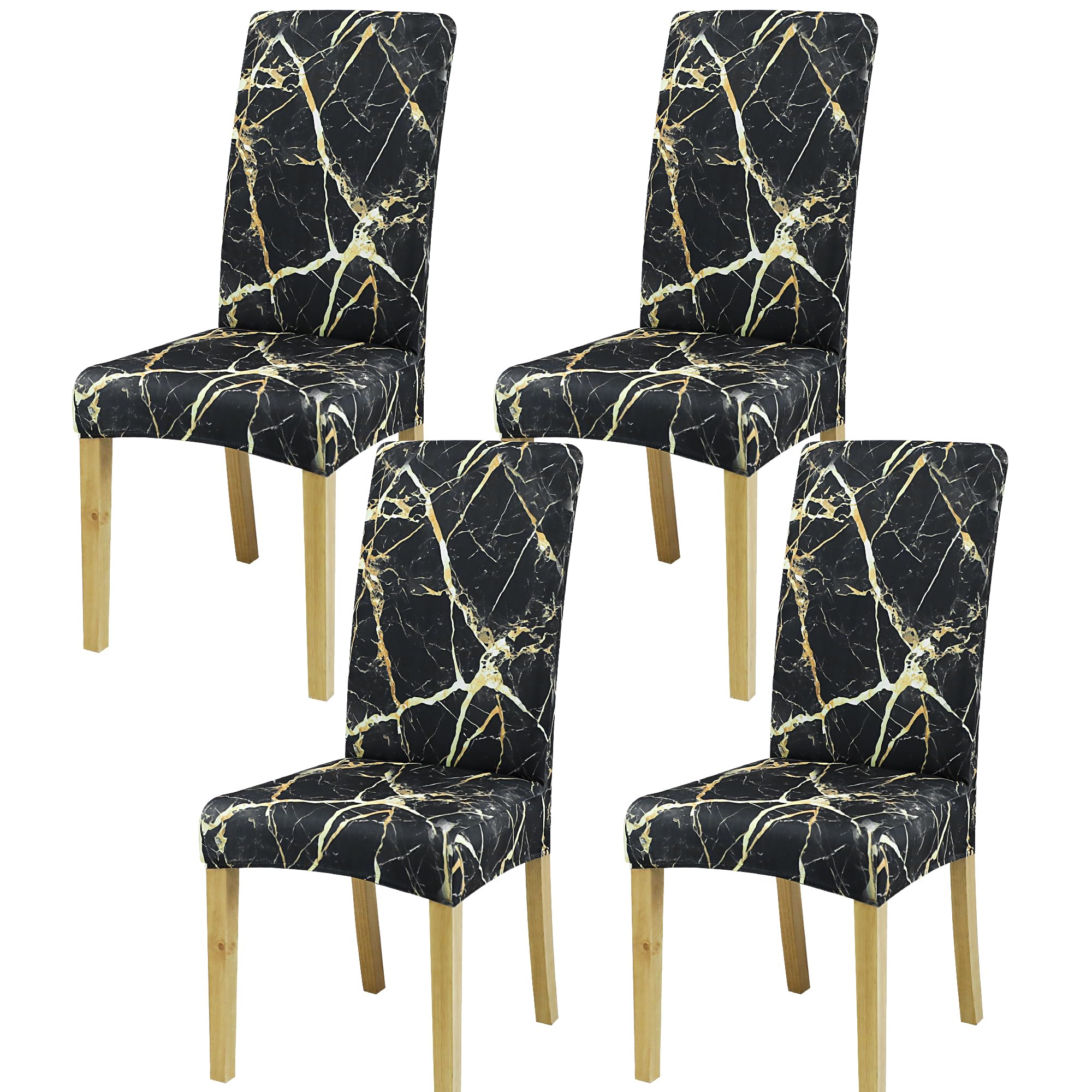 BIETYONE Stretch Dining Chair Covers Set of 6, Soft Removable Washable Kitchen Parsons Chair Slipcovers, High Elastic Seat Protector for Home Hotel Banquet