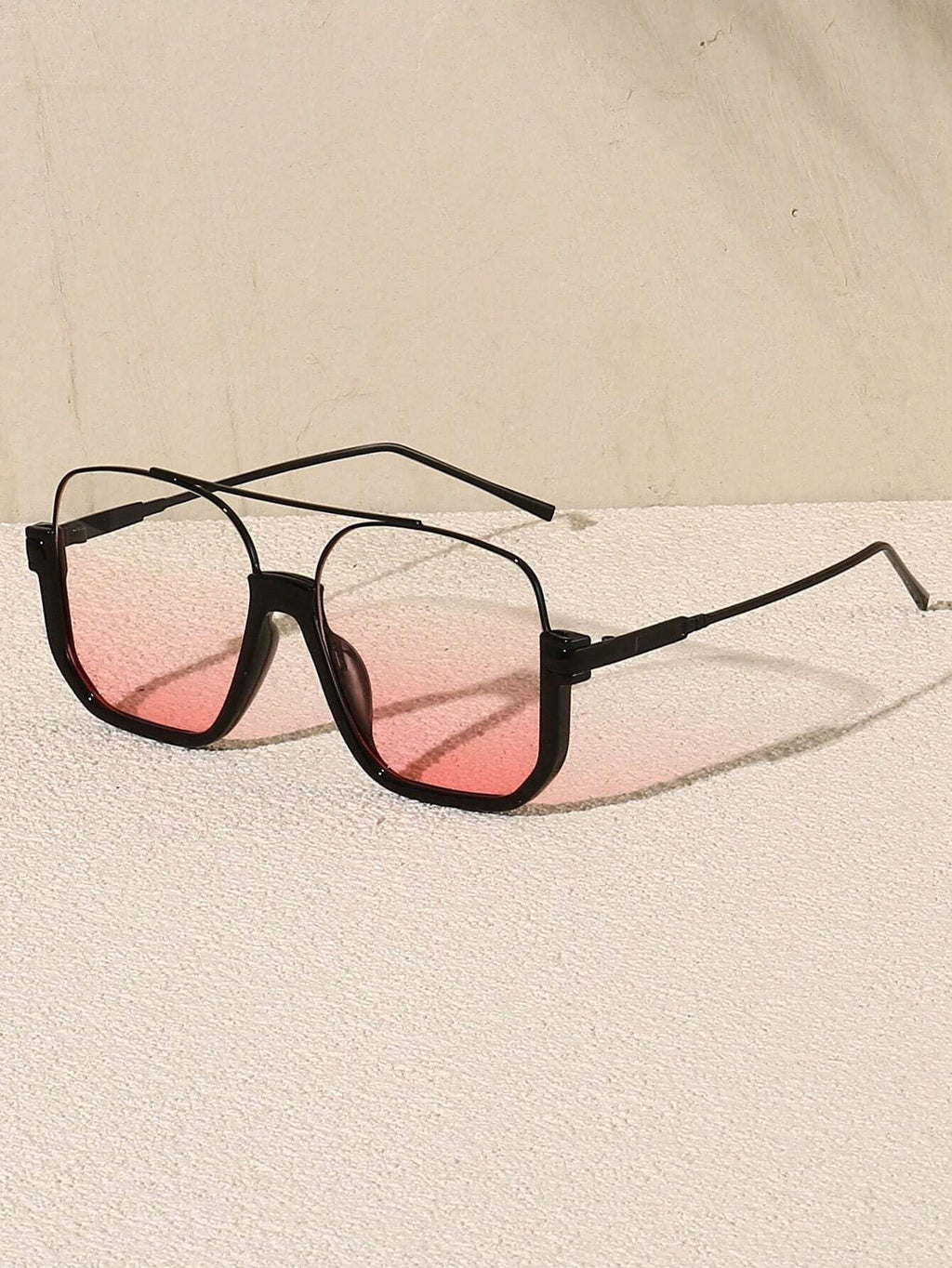 GUVIVI Retro Oversized Aviator Sunglasses for Women Men Square Double Bridge Pilot Sun Glasses 70s Trendy Shades