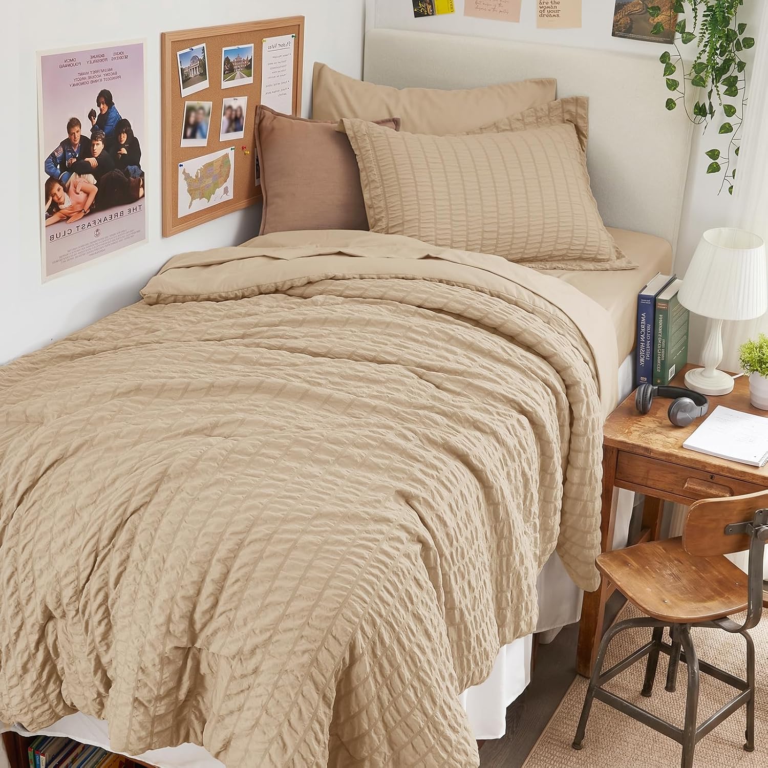 HYMOKEGE 7 Piece King Size Comforter Set Seersucker, All Season Luxury Bed in a Bag for Bedroom, Bedding Set with Comforters, Sheets, Pillowcases & Shams, Dark Grey