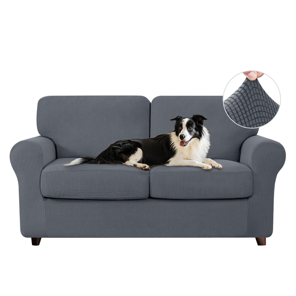CHUN YI 7 Piece Couch Covers Sofa Covers Washable, Stretch Sofa Slipcovers for 3 Cushion Couch with Seperate Backrest and Cushion Covers, Anti Slip Furniture Protector for Dogs Pets (Large, Grey)
