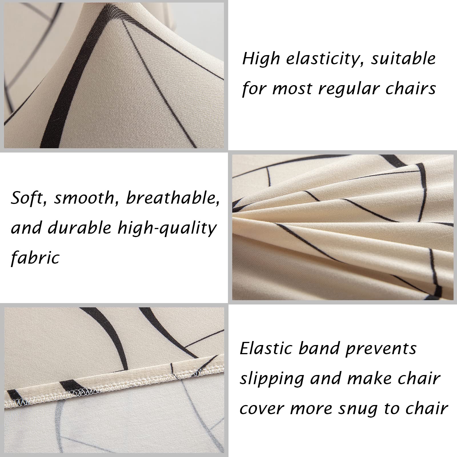 HZDHCLH 6 Pack Chair Covers for Dining Room,Soft Spandex Removable Washable Anti-dust Seat Slipcover, Protector for Hotel,Office,Ceremony,Banquet Wedding Party(Beige, Set of 6)