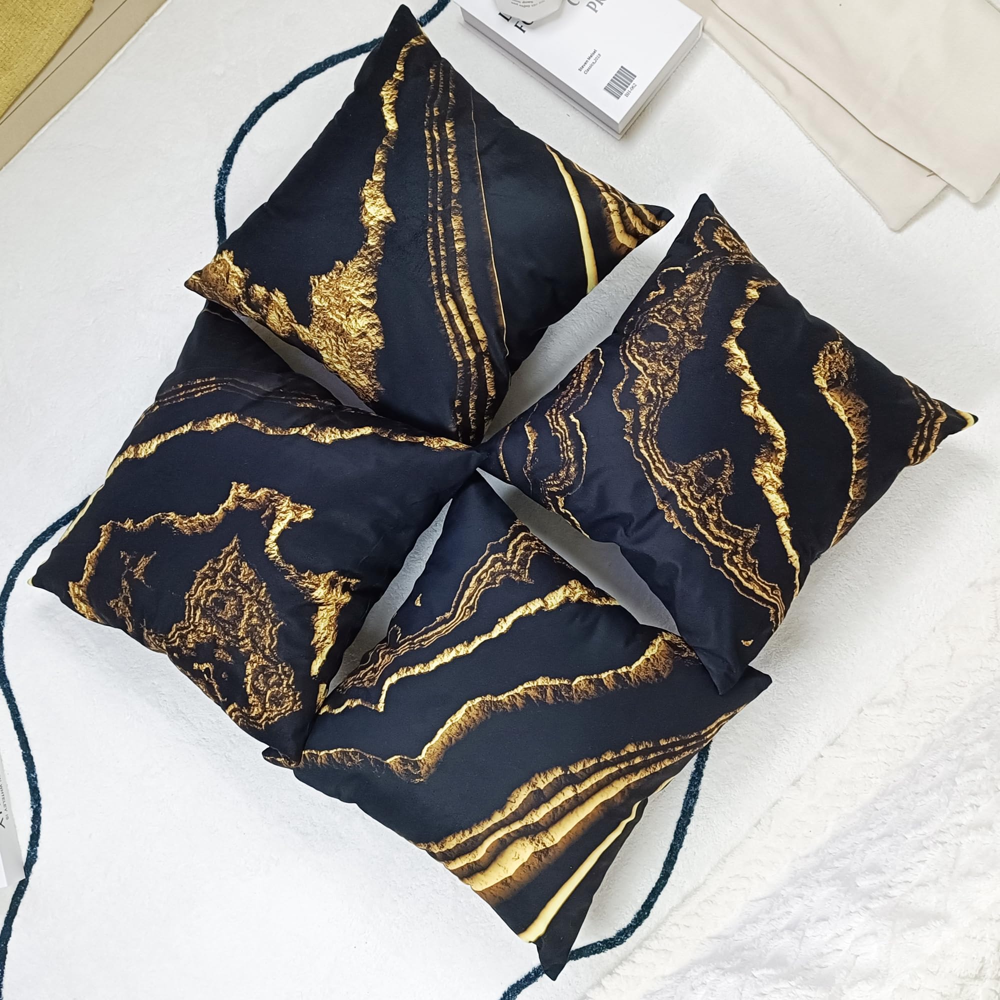 18 x 18 inch Set of 4 Decorative Pillow Covers Grey Marble Texture Throw Pillow Covers Living Room Decor Square Cushion Covers for Modern Styles Abstract Home Bedroom Couch Chair Sofa Pillow Cases
