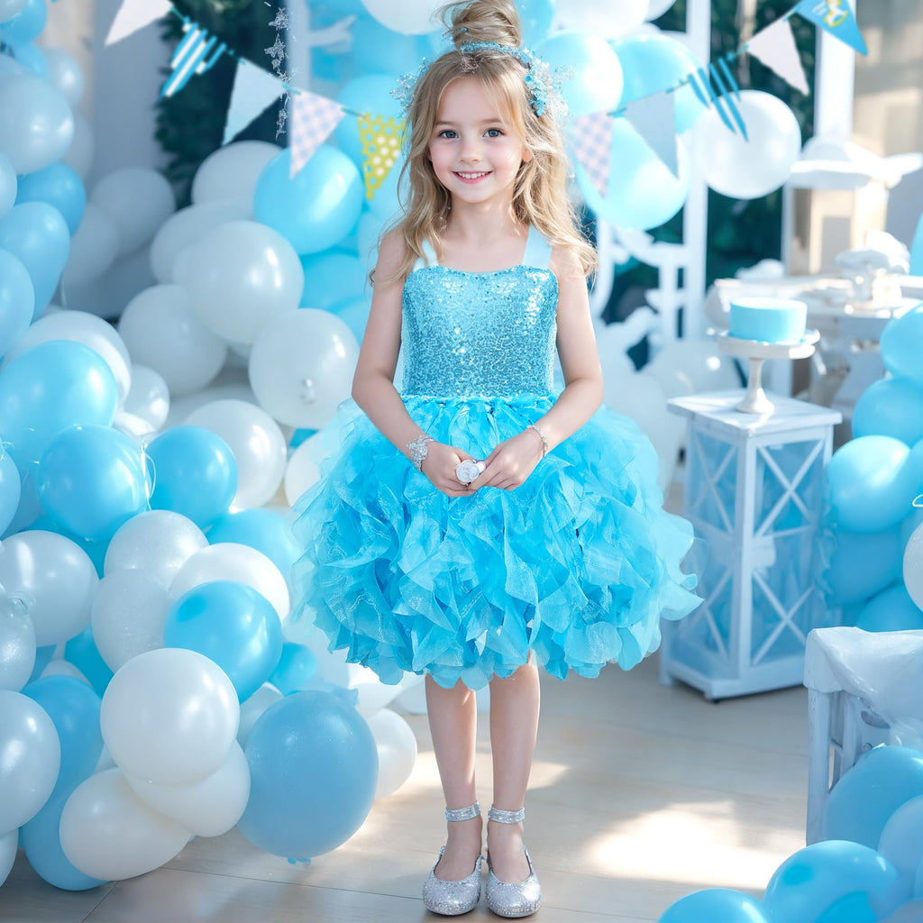 Suppromo Tutu Dress for Girls Sparkly Sequin Tulle Princess Birthday Party Prom Outfit Toddler Girls Sneaker Ball Gown Dress