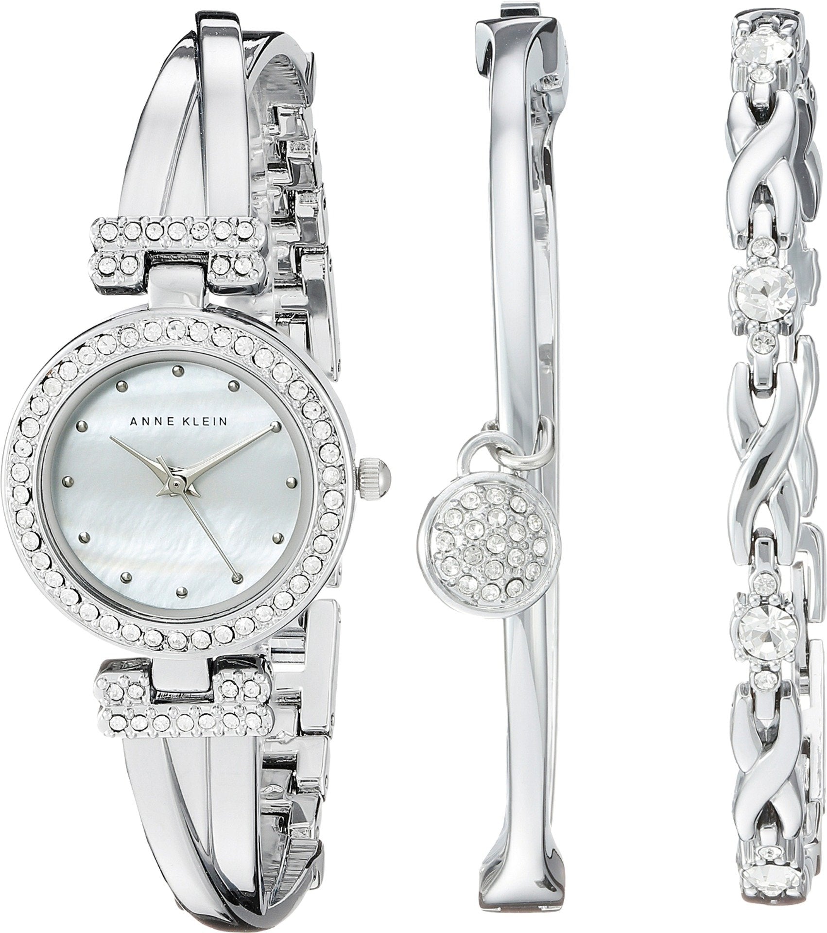 Anne Klein Women's Premium Crystal Accented Bangle Watch and Bracelet Set