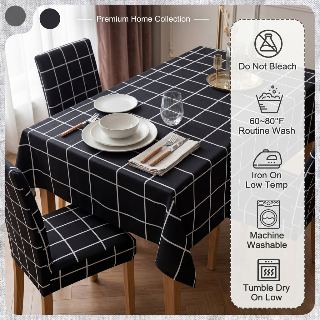 7 Pcs Sunflower Chair Covers and Tablecloth Set 60 x 84 Inch Waterproof Stain Rectangular Table Cover with Stretchable Removable Chair Slipcovers for Dining Room Kitchen Patio Summer Parties
