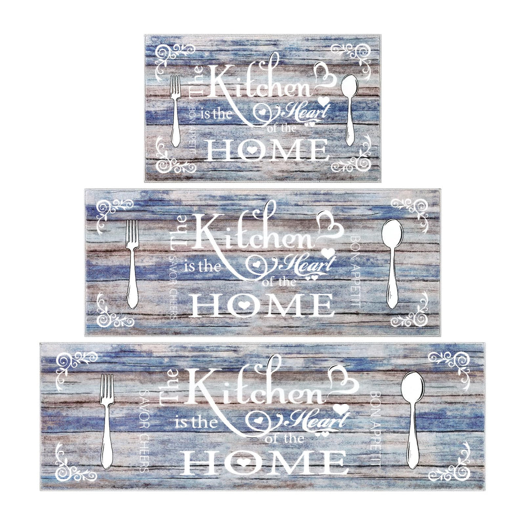 Vaukki Boho Kitchen Rug Sets 3 Pieces, Washable Kitchen Mats for Floor, Non Slip Soft Kitchen Area Rug Floor Mat for Kitchen, Laundry Room and Hallway (Grey and Beige, 20''x32''+20''x47''+20''x59'')