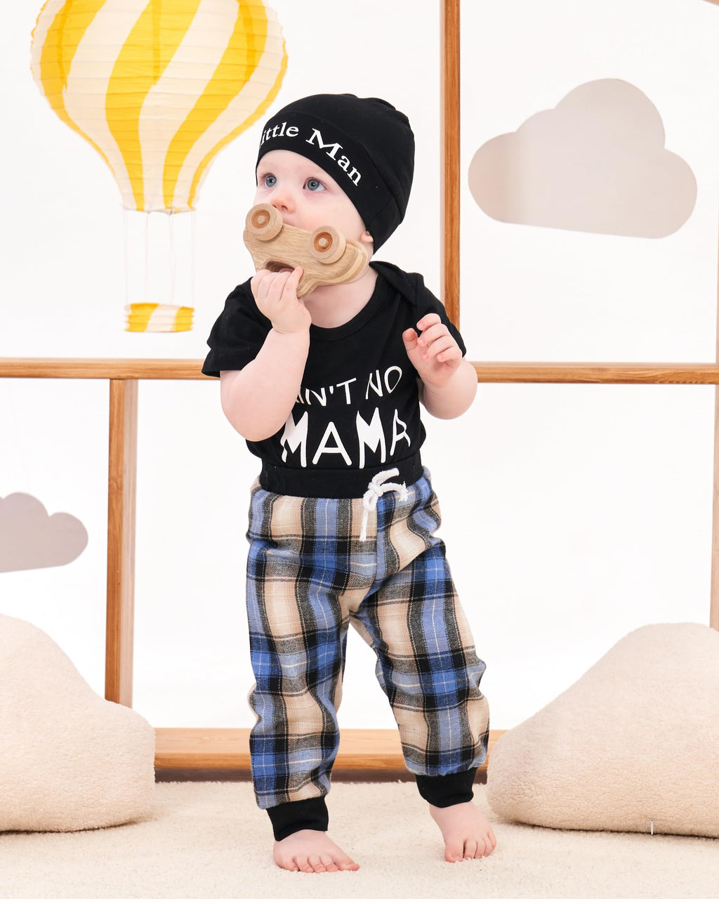 Renotemy Newborn Infant Baby Boy Clothes Outfits New to The Crew Outfits Long Pants Toddler Baby Boy Clothes Set