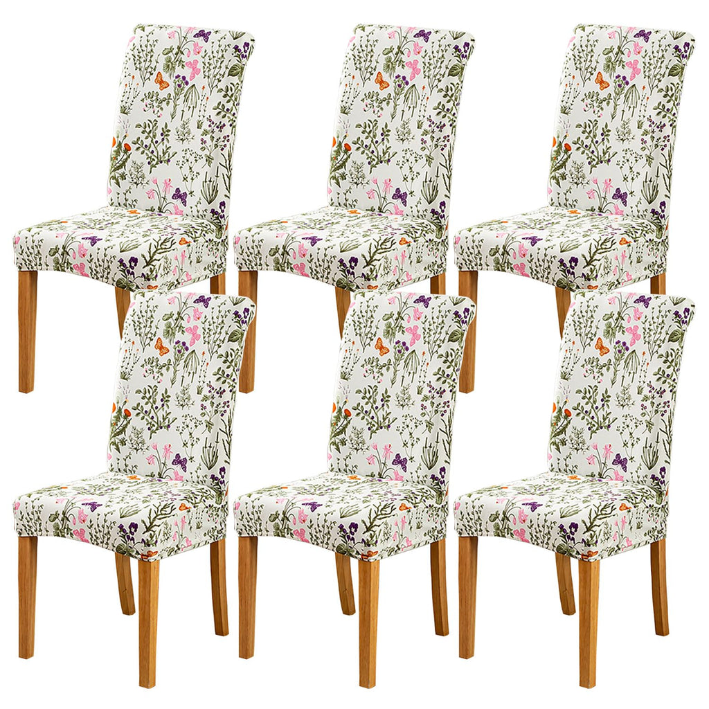 HZDHCLH 6 Pack Chair Covers for Dining Room,Soft Spandex Removable Washable Anti-dust Seat Slipcover, Protector for Hotel,Office,Ceremony,Banquet Wedding Party(Beige, Set of 6)