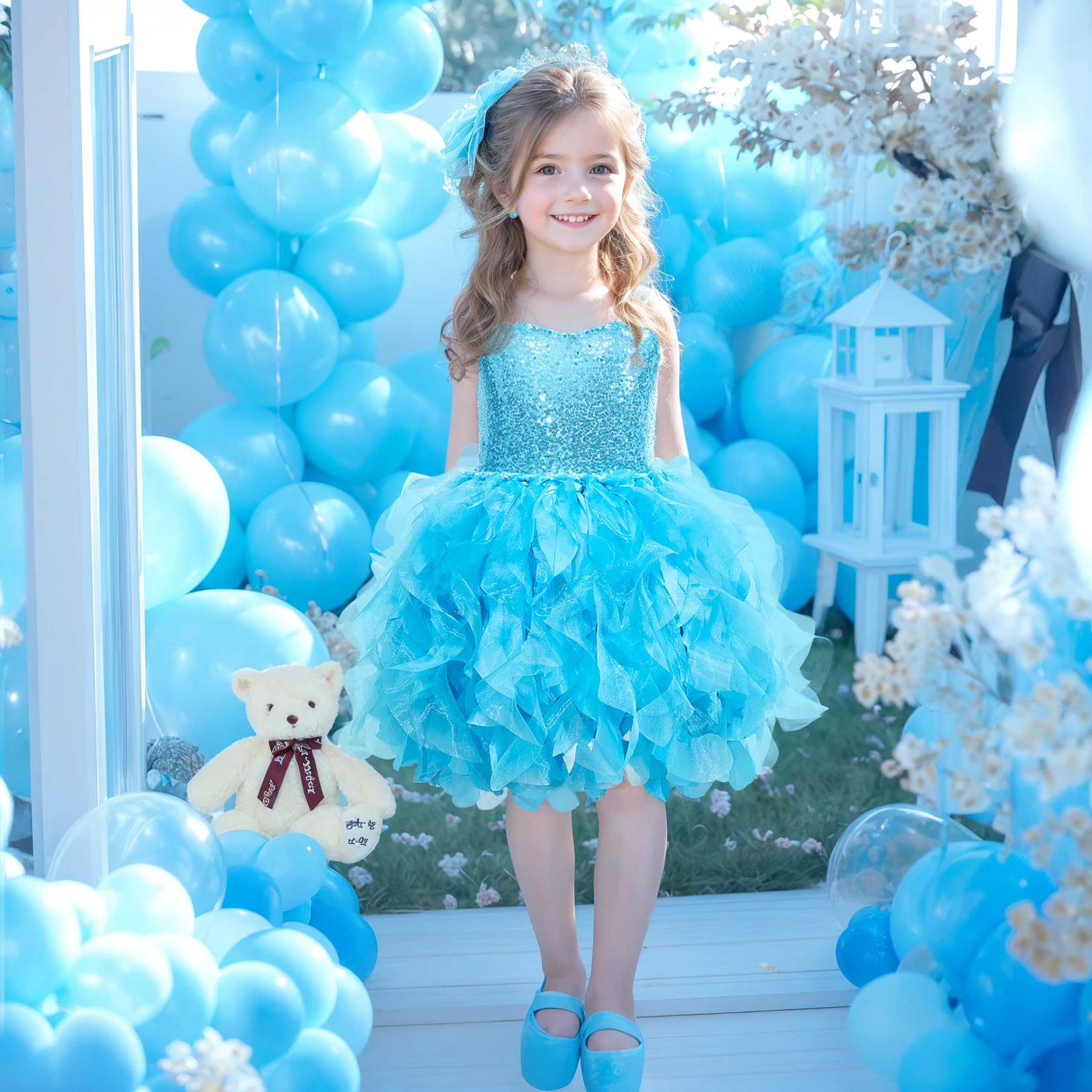 Suppromo Tutu Dress for Girls Sparkly Sequin Tulle Princess Birthday Party Prom Outfit Toddler Girls Sneaker Ball Gown Dress