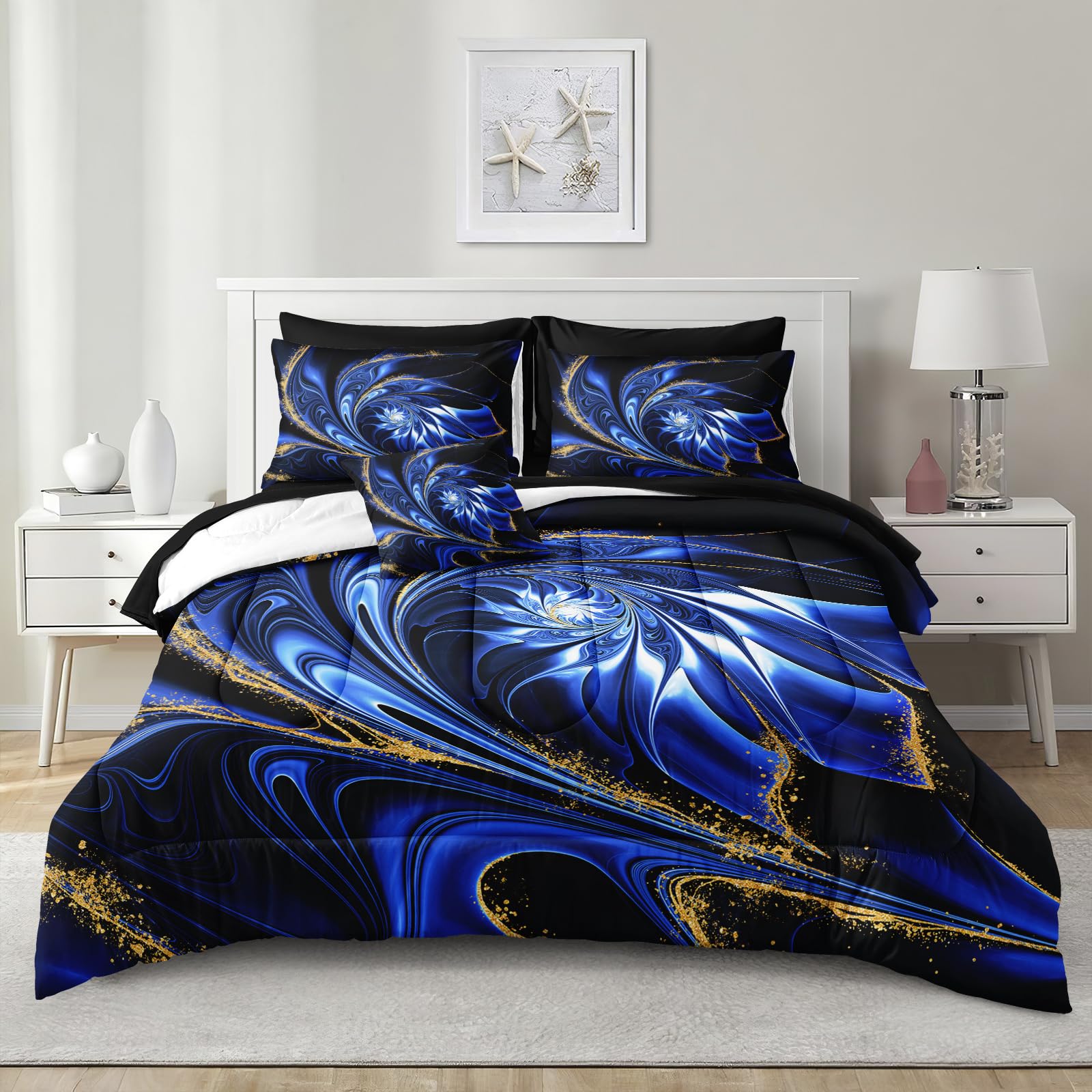 Ancient Egypt Comforter Set Black Gold Bedding Set Pharaoh Tribal Retro Comforter Egypt Cultural Theme Bedroom Decor Boho Exotic Vintage Bedding King Bed in A Bag