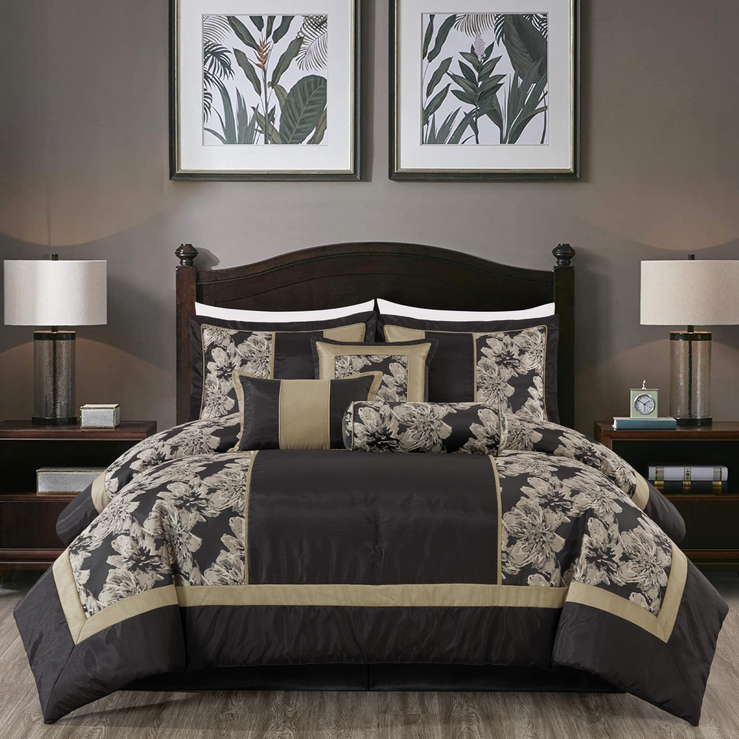 Chezmoi Collection Adelle 7-Piece Paisley Jacquard Embroidered Comforter Bedding Set, King Size