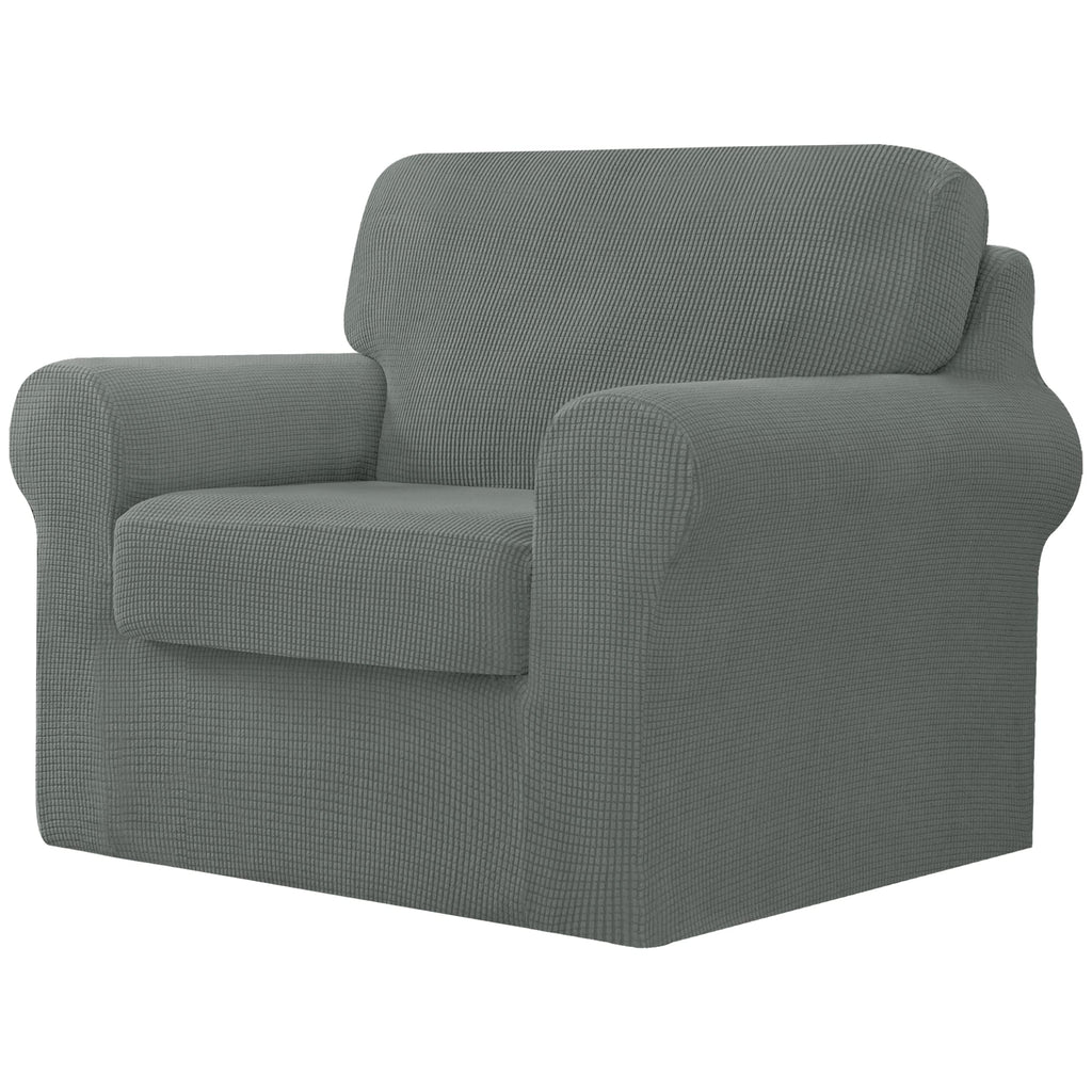CHUN YI 7 Piece Couch Covers Sofa Covers Washable, Stretch Sofa Slipcovers for 3 Cushion Couch with Seperate Backrest and Cushion Covers, Anti Slip Furniture Protector for Dogs Pets (Large, Grey)
