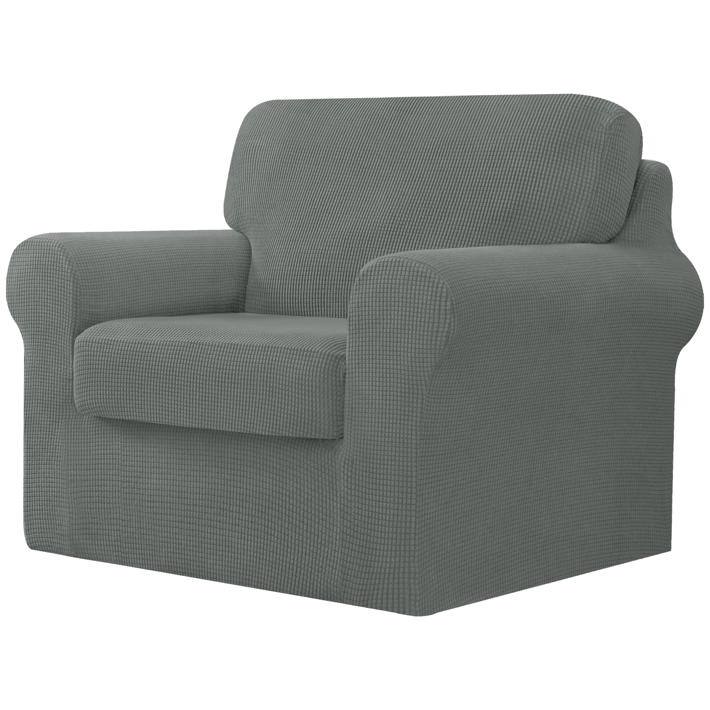 CHUN YI 7 Piece Couch Covers Sofa Covers Washable, Stretch Sofa Slipcovers for 3 Cushion Couch with Seperate Backrest and Cushion Covers, Anti Slip Furniture Protector for Dogs Pets (Large, Grey)