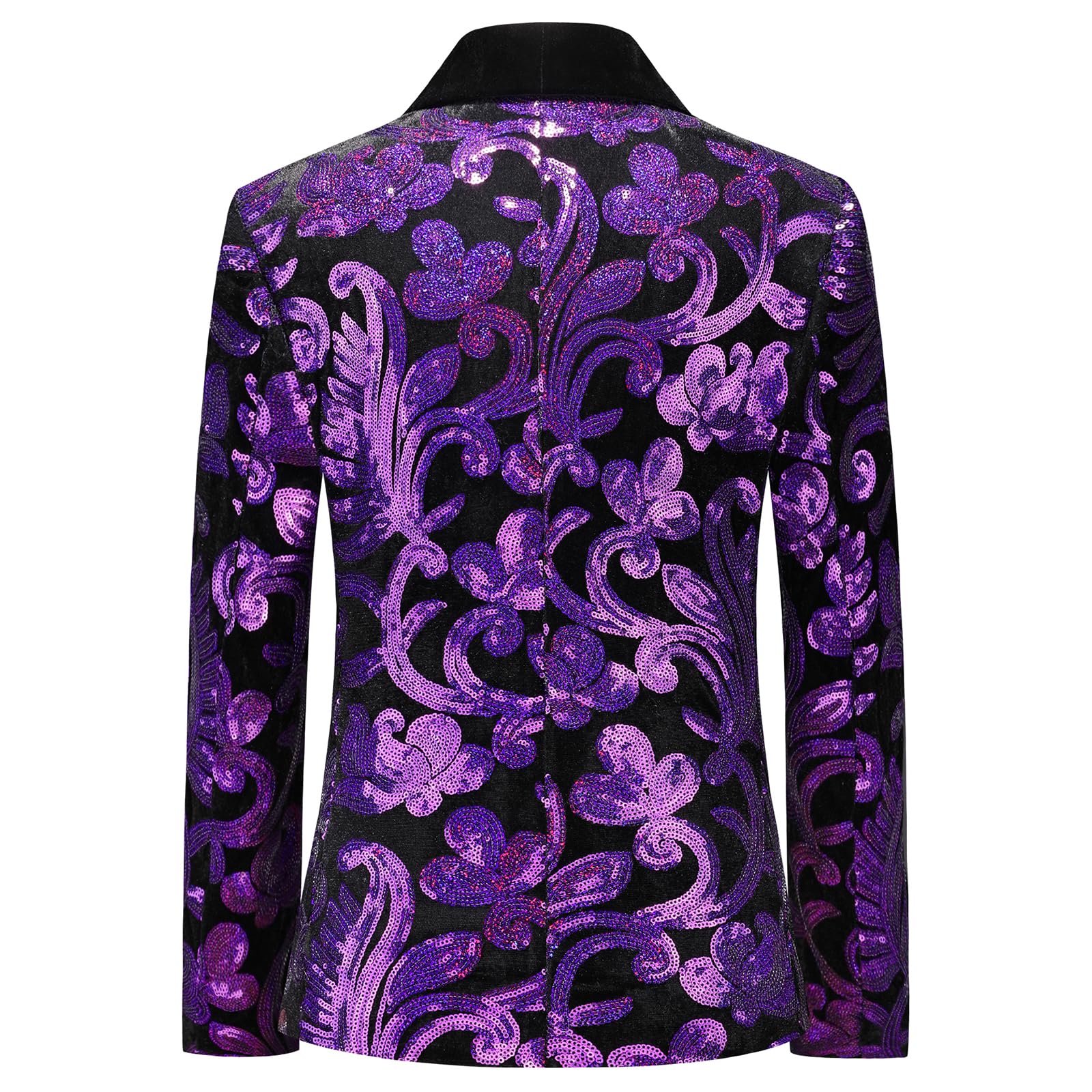 Lamgool Boys Tuxedo Suit Slim Fit Formal Set 2 Pieces with Floral Jacquard Sequin Blazer Black Pants for Kids Prom Wedding