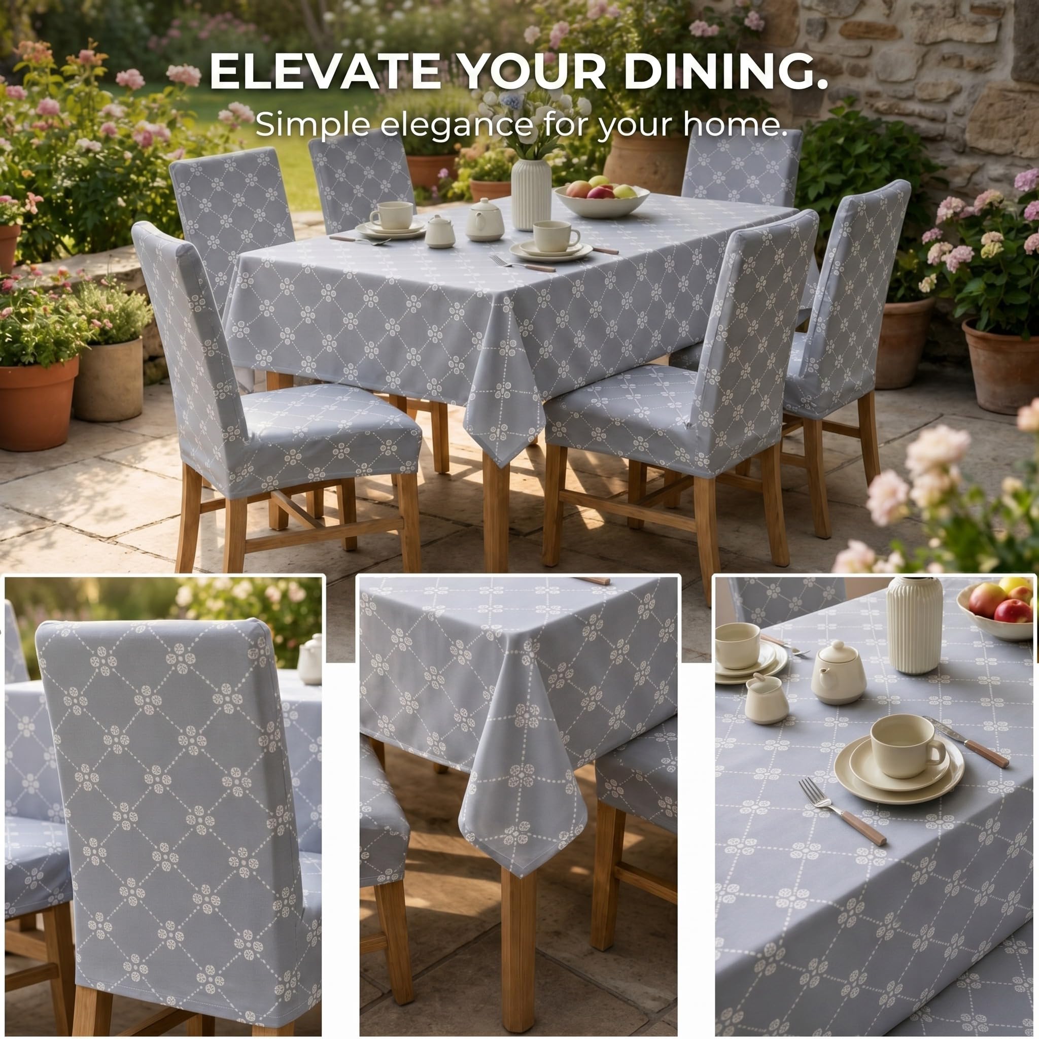 7 Pcs Sunflower Chair Covers and Tablecloth Set 60 x 84 Inch Waterproof Stain Rectangular Table Cover with Stretchable Removable Chair Slipcovers for Dining Room Kitchen Patio Summer Parties