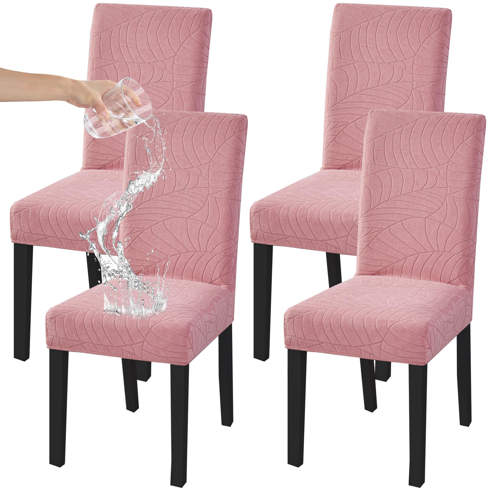 HZDHCLH 6 Pack Chair Covers for Dining Room,Soft Spandex Removable Washable Anti-dust Seat Slipcover, Protector for Hotel,Office,Ceremony,Banquet Wedding Party(Beige, Set of 6)