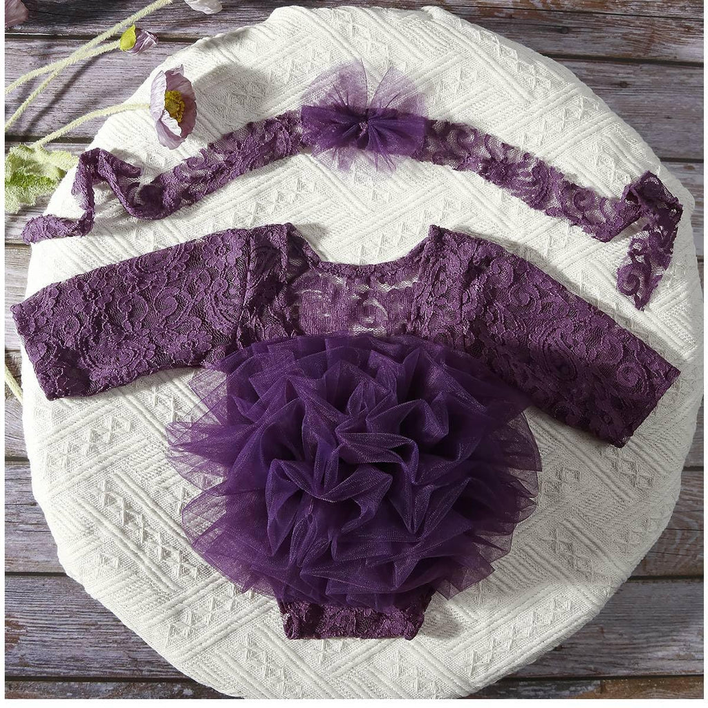 Newborn Photography Outfits Girl Baby Photography Props Lace Romper with Headress Newborn Outfits Girls Photo Props