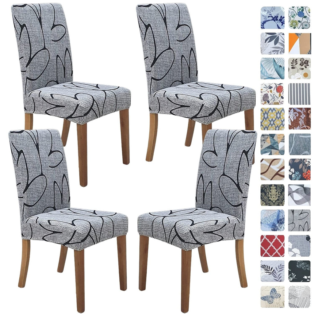 SPRINGRICO Chair Covers for Dining Room 6 Pack, Stretch Dining Chair Cover, Washable Spandex Kitchen Parsons Chair Slipcovers, Removable Seat Protector for Home or Party (Set of 6, Floral Beige)
